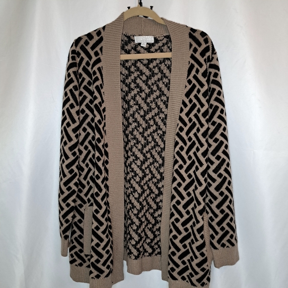 Carolyn Taylor Black and Tan Geometric Cardigan Women's XL #44 - Picture 1 of 10